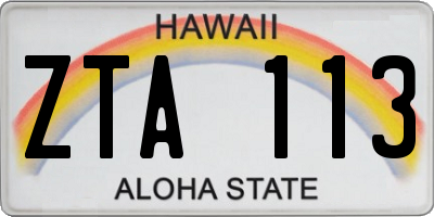 HI license plate ZTA113