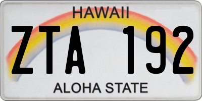HI license plate ZTA192