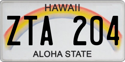 HI license plate ZTA204