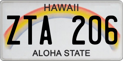 HI license plate ZTA206