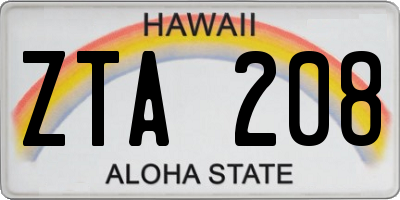HI license plate ZTA208
