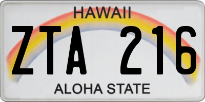 HI license plate ZTA216