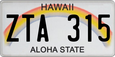 HI license plate ZTA315