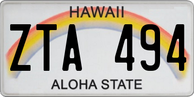 HI license plate ZTA494