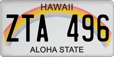 HI license plate ZTA496