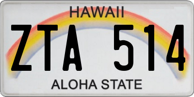 HI license plate ZTA514