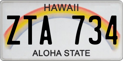 HI license plate ZTA734