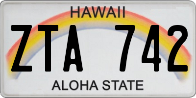 HI license plate ZTA742