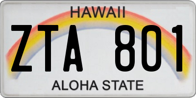 HI license plate ZTA801