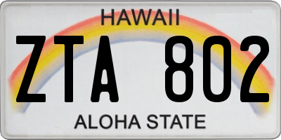 HI license plate ZTA802