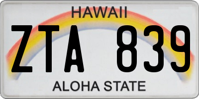 HI license plate ZTA839