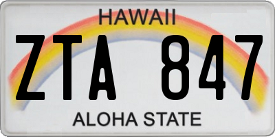 HI license plate ZTA847
