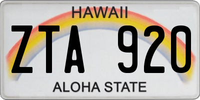 HI license plate ZTA920