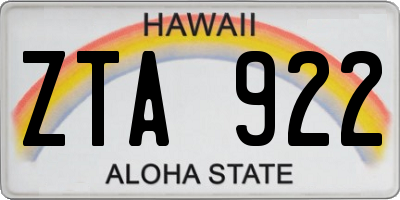 HI license plate ZTA922