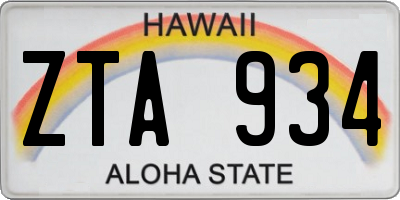 HI license plate ZTA934
