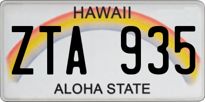 HI license plate ZTA935