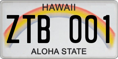 HI license plate ZTB001