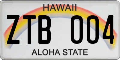 HI license plate ZTB004
