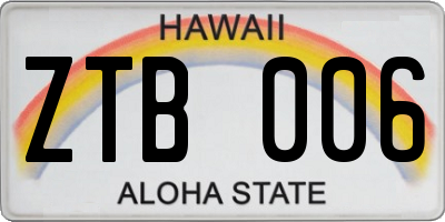 HI license plate ZTB006