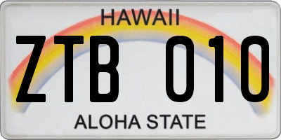 HI license plate ZTB010