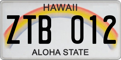 HI license plate ZTB012