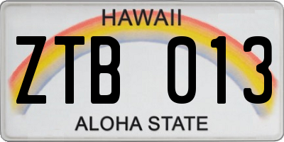 HI license plate ZTB013