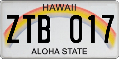 HI license plate ZTB017