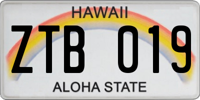 HI license plate ZTB019