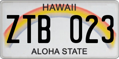 HI license plate ZTB023