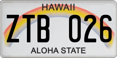 HI license plate ZTB026