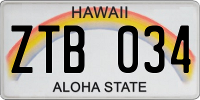 HI license plate ZTB034