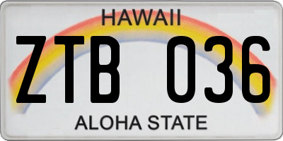 HI license plate ZTB036
