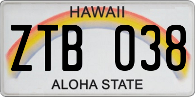 HI license plate ZTB038