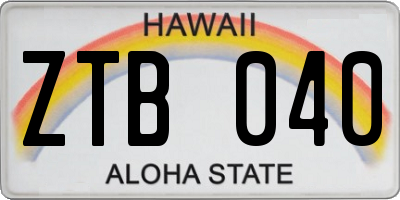 HI license plate ZTB040