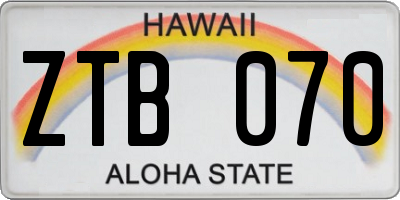 HI license plate ZTB070