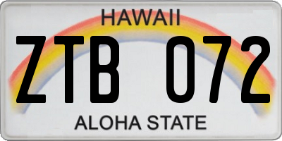 HI license plate ZTB072
