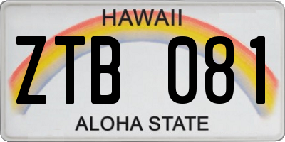 HI license plate ZTB081