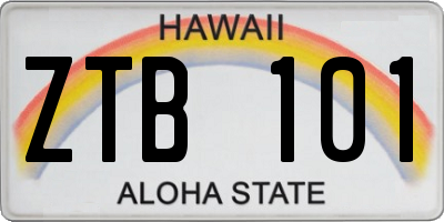 HI license plate ZTB101