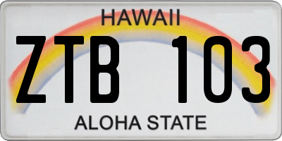 HI license plate ZTB103