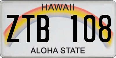 HI license plate ZTB108