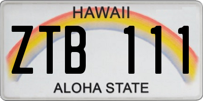 HI license plate ZTB111