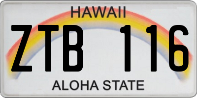 HI license plate ZTB116