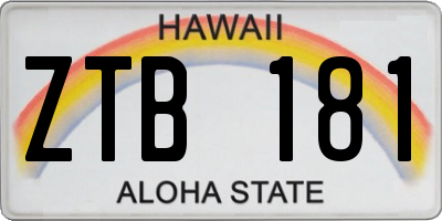 HI license plate ZTB181