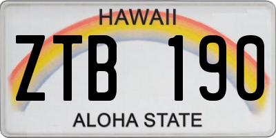 HI license plate ZTB190
