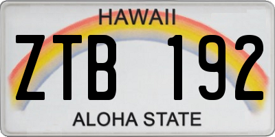 HI license plate ZTB192