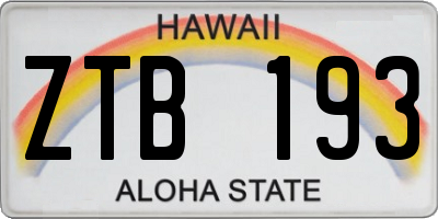 HI license plate ZTB193