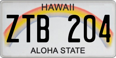 HI license plate ZTB204