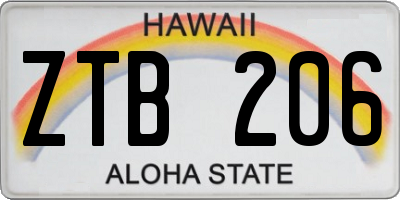 HI license plate ZTB206
