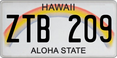 HI license plate ZTB209