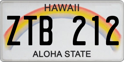 HI license plate ZTB212